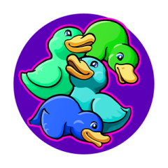 A group of Lucky Ducks portrays a friendly community at Luckland slots gameplay.