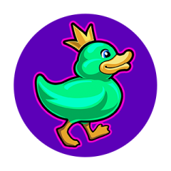 A Lucky Duck wearing a crown portrays that Luckland slots gameplay is the king of content and slots gameplay games.