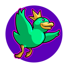 A Lucky Duck flying with a crown portrays the fun and freedom of playing slots gameplay.