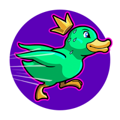 A Lucky Duck running portrays the excitment at playing slots gameplay games.